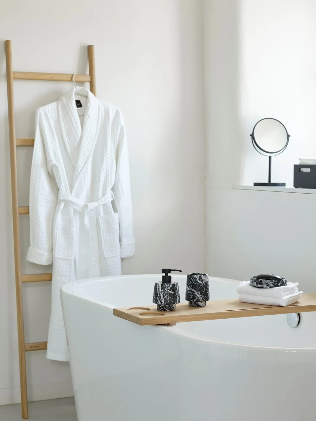 Fashion Bath & Living Aquanova Bathrobe waffle pattern VIGGO color (white), 100% cotton White-43