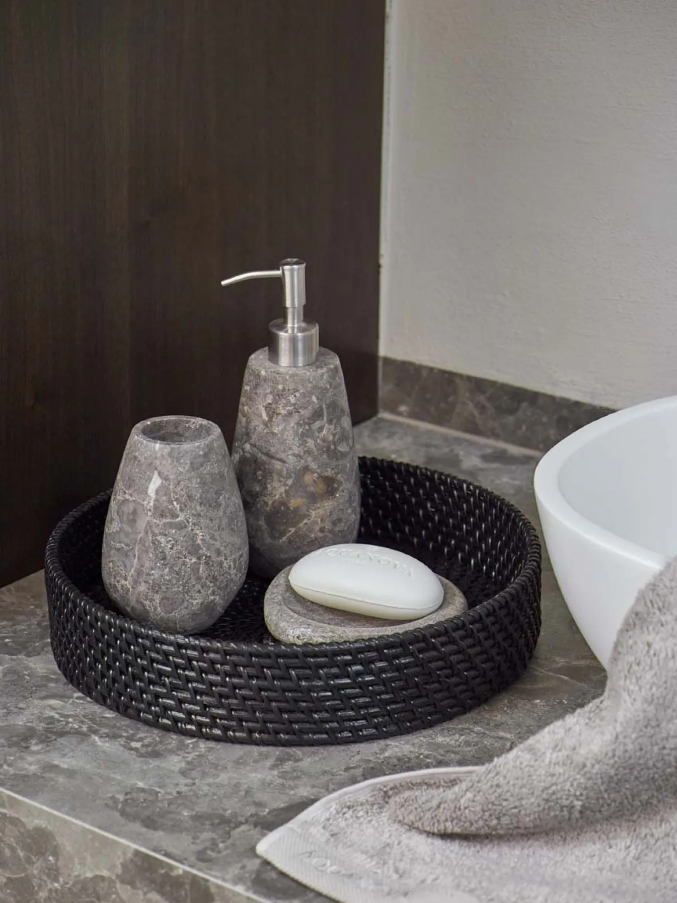 Outlet Bath & Living Aquanova Cup / toothbrush holder CONOR color Greige, (gray / beige) Greige-15