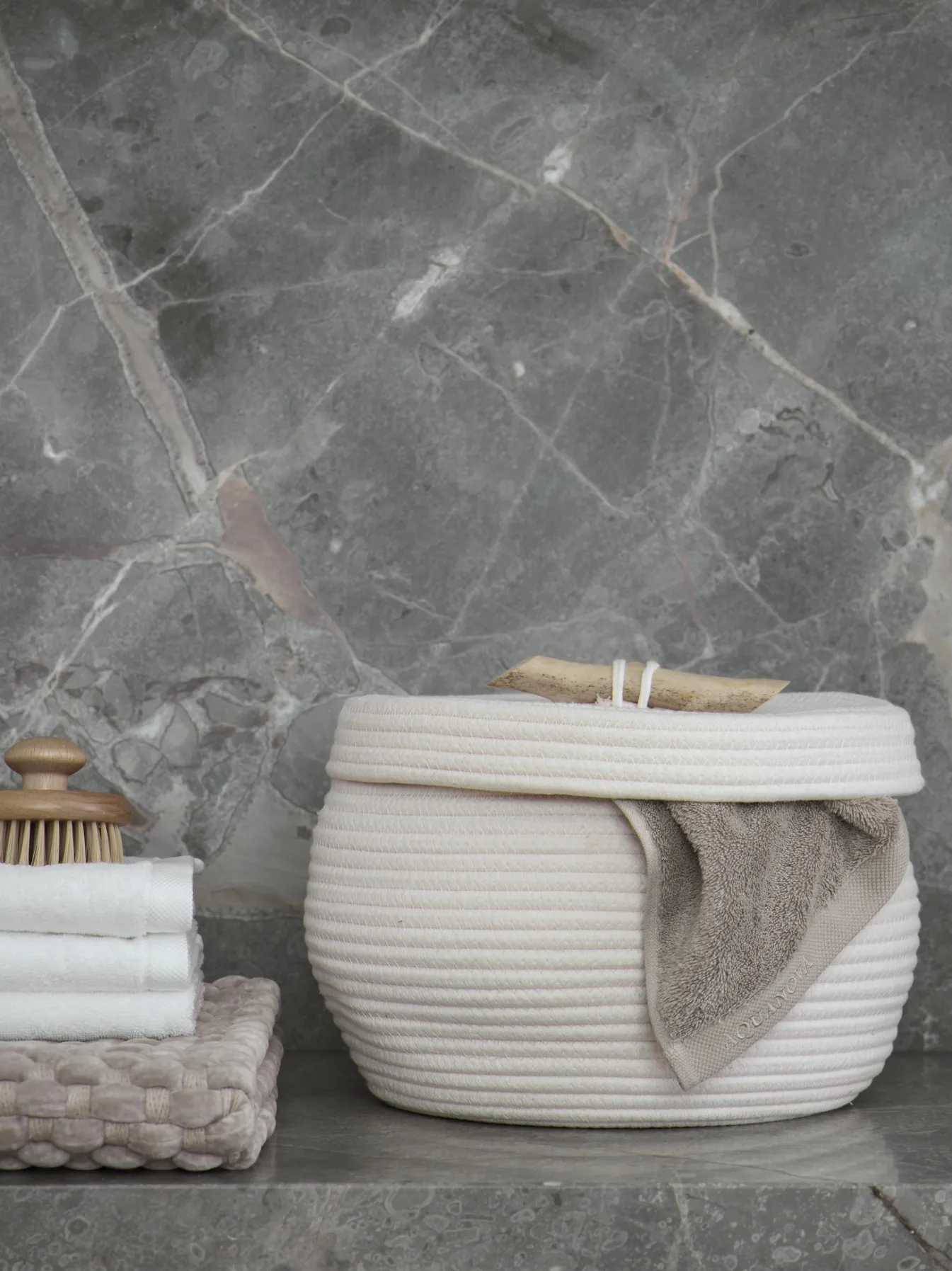 New Bath & Living Aquanova Storage basket OTIS color (ivory / white) Ivory-10