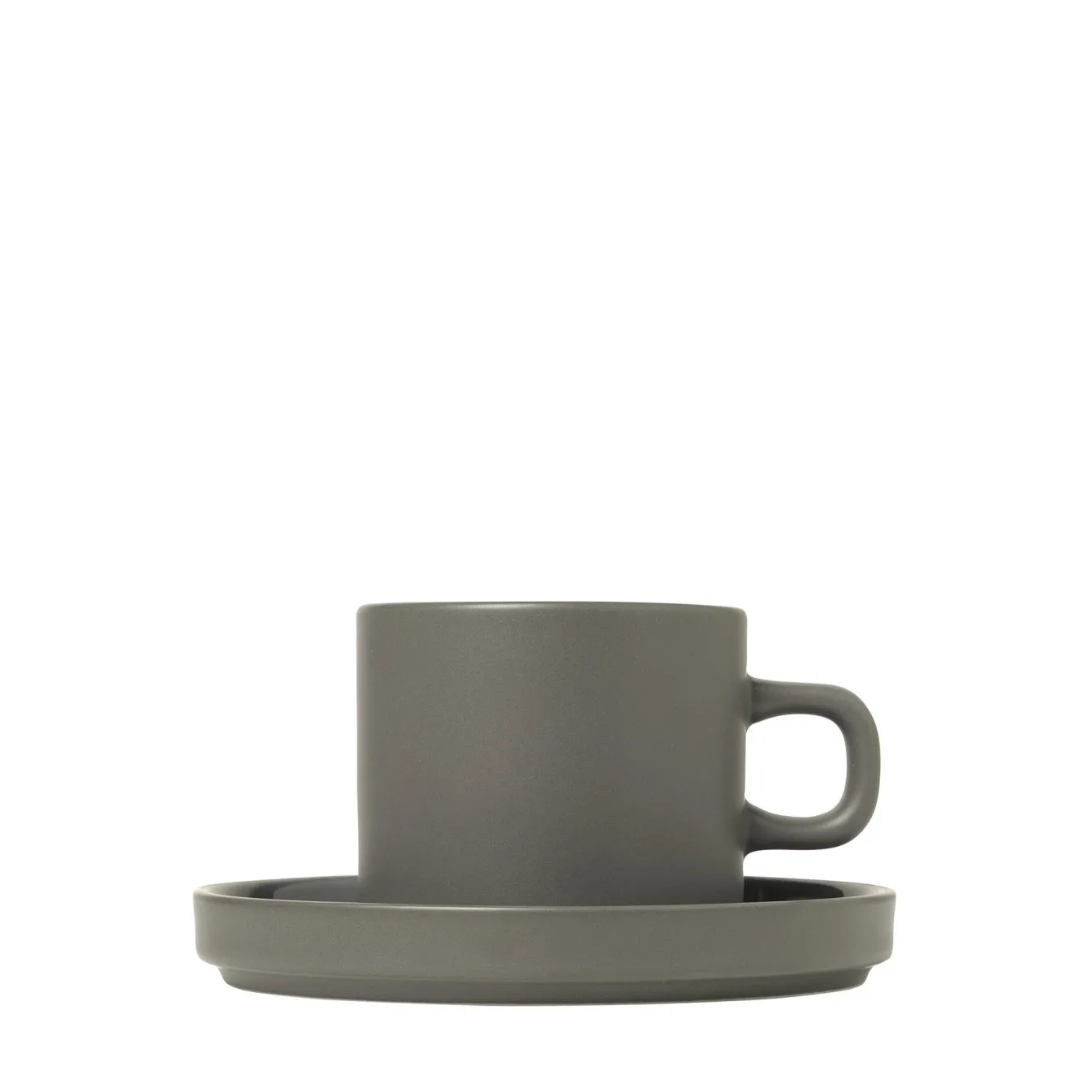 New Bath & Living Blomus PILAR 2 coffee cups 200 ml with saucer (63974) Pewter