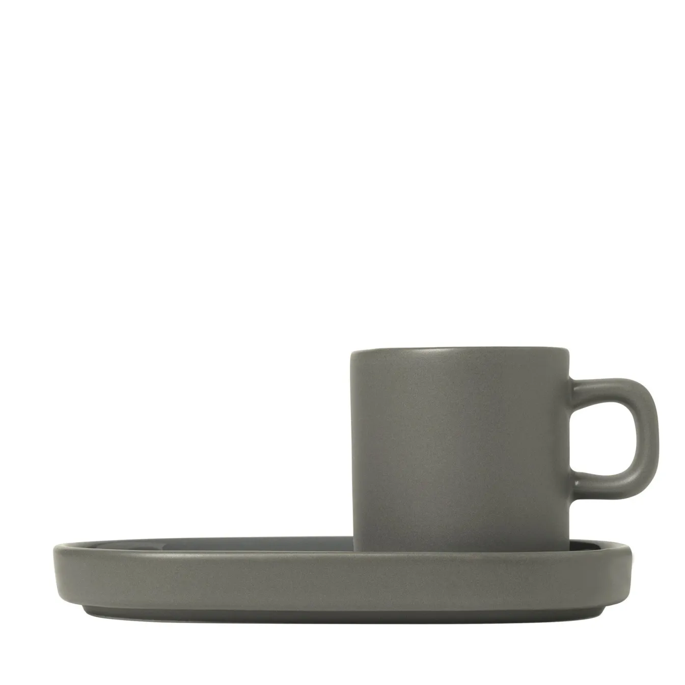 Flash Sale Bath & Living Blomus PILAR 2 espresso cups 50 ml with saucer (63972) Pewter