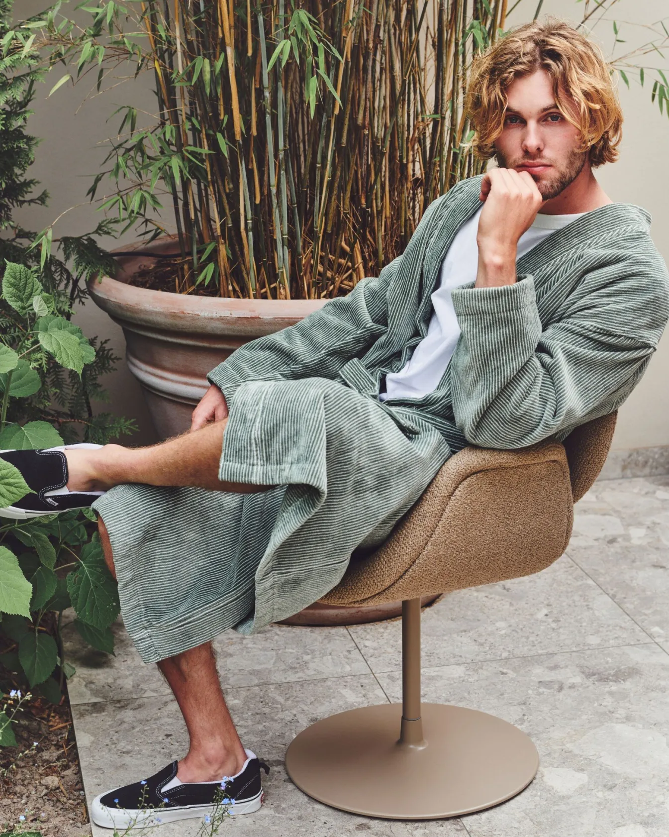 Clearance Bath & Living Vandyck Bathrobe ANTONIO color Olive-113