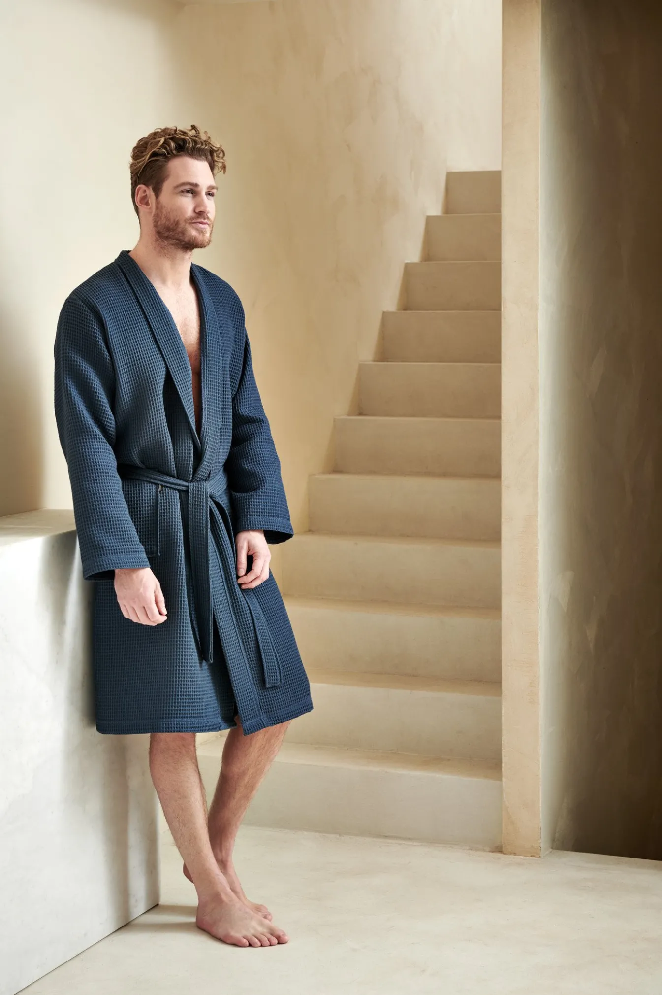 Cheap Bath & Living Vandyck Bathrobe BIARRITZ Navy-036 Size XS (BAGE22104)