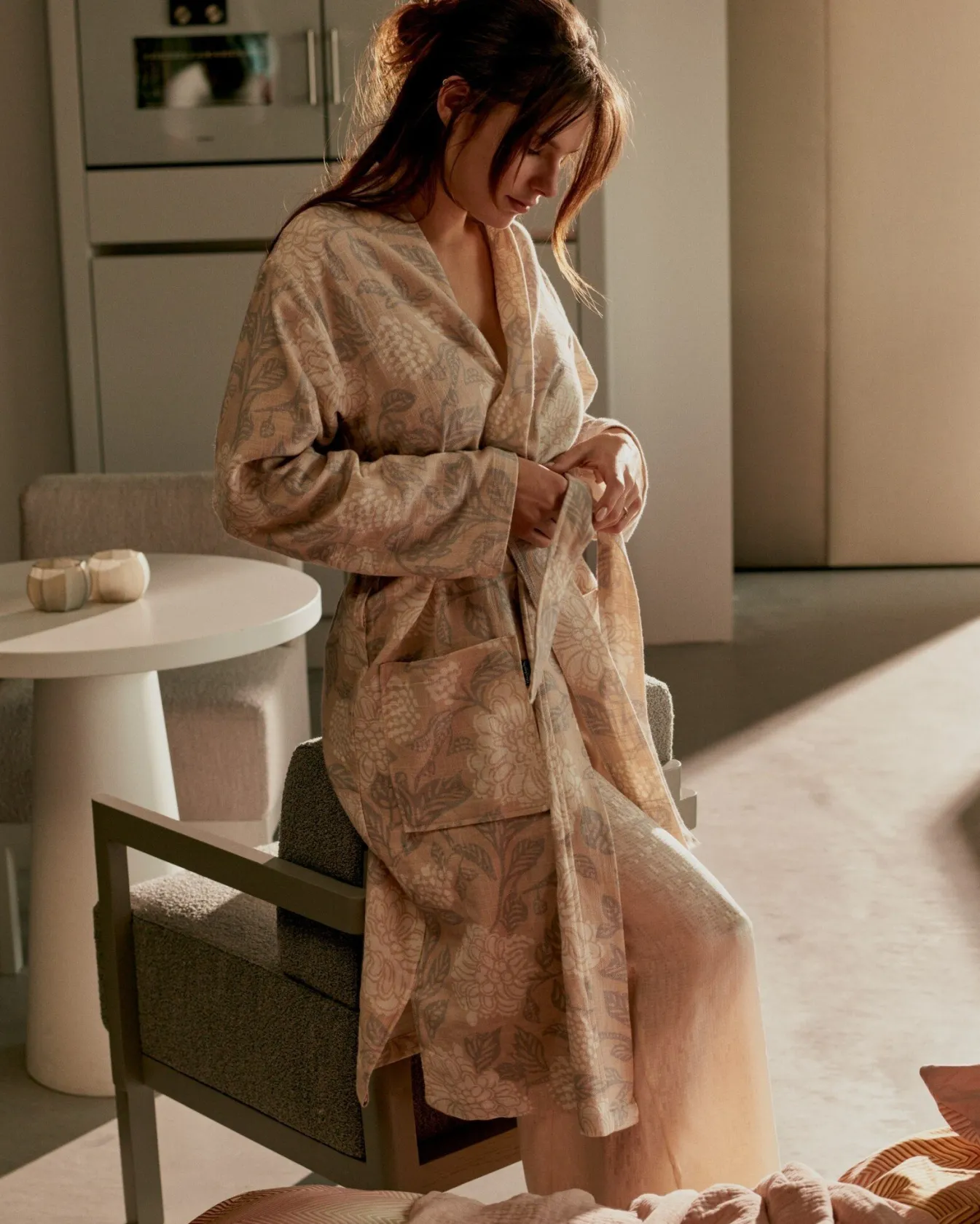Sale Bath & Living Vandyck Bathrobe MARLY color Linen (BAAL24101)
