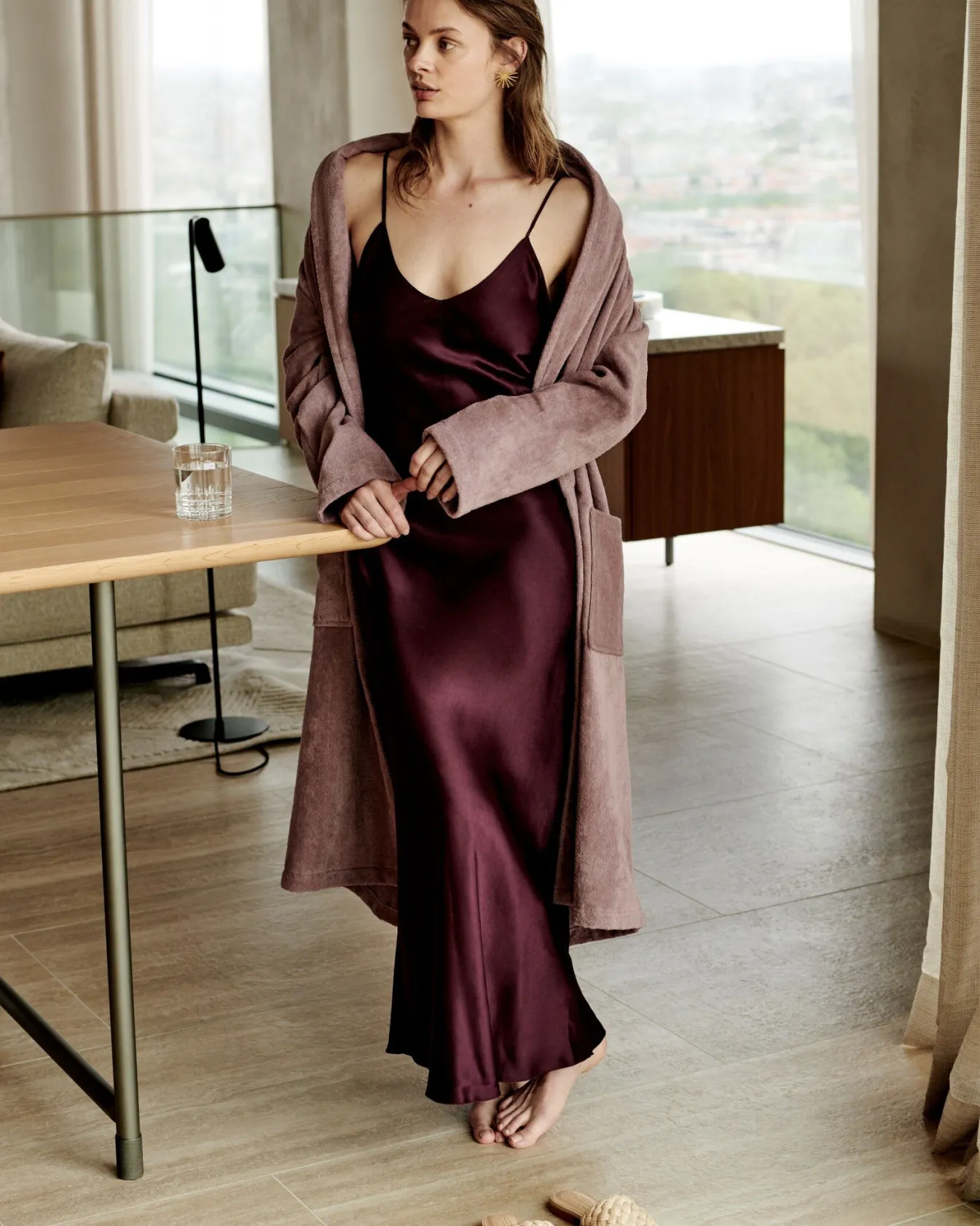 Clearance Bath & Living Vandyck Bathrobe PRESTIGE color Mauve, cotton