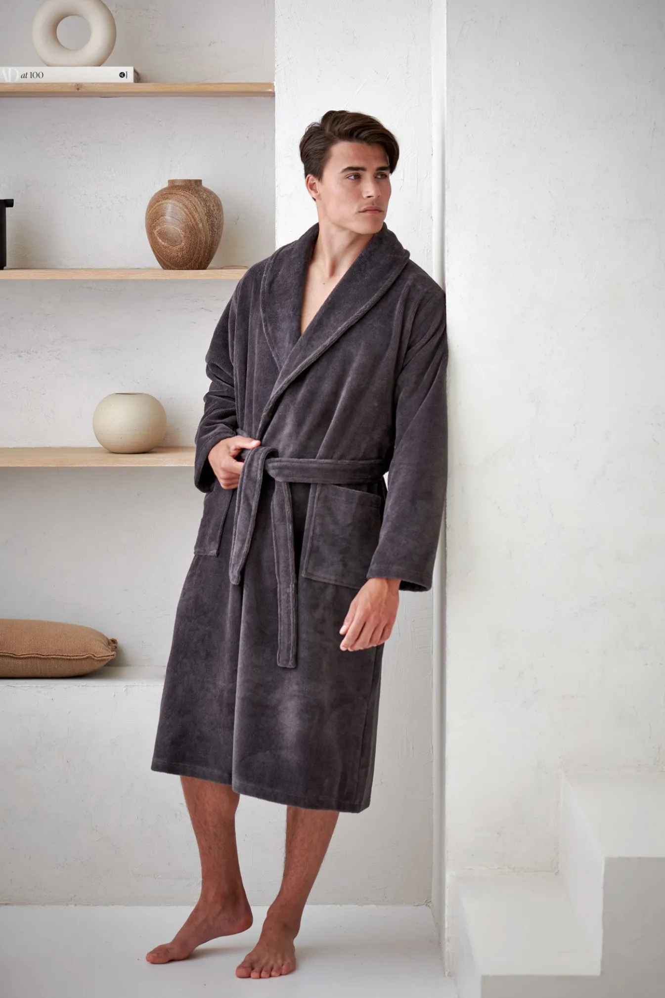 Shop Bath & Living Vandyck BEAUMONT bathrobe color Anthracite (BAGE14201)