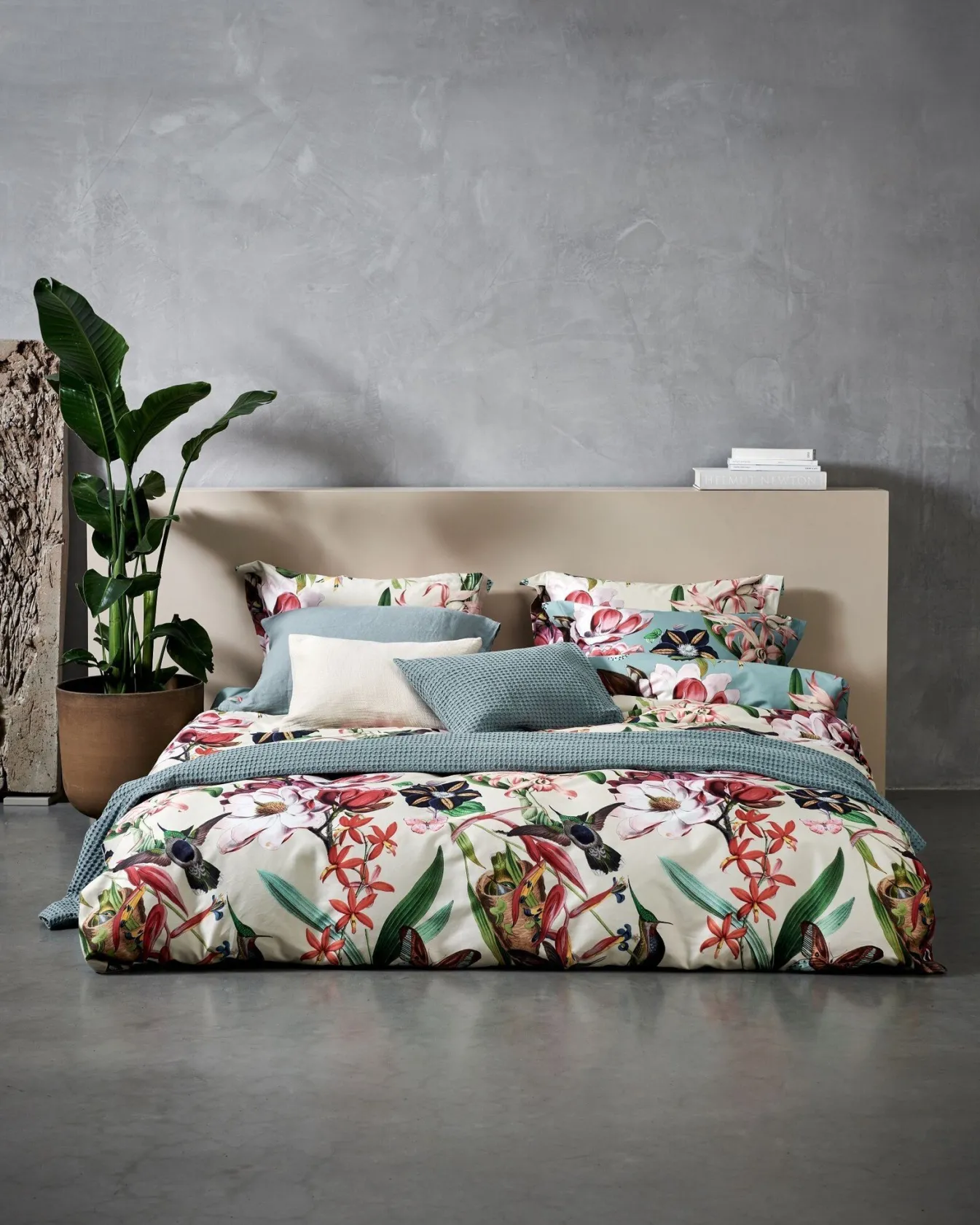 Fashion Bath & Living Vandyck Duvet cover FLOWER MIX Pearl Blue 240x220 cm (satin cotton)