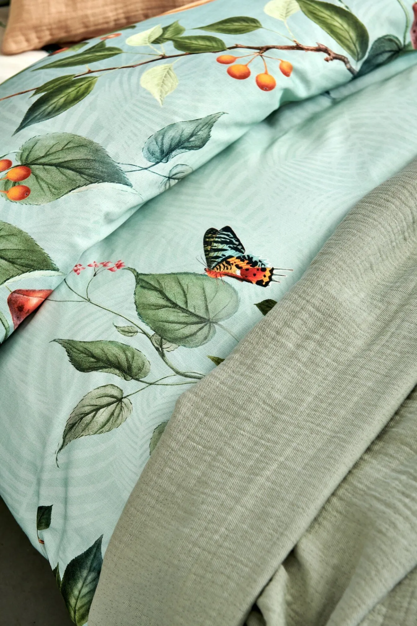 Store Bath & Living Vandyck Duvet cover FRUIT GARDEN Light Green 140x220 cm (satin cotton)