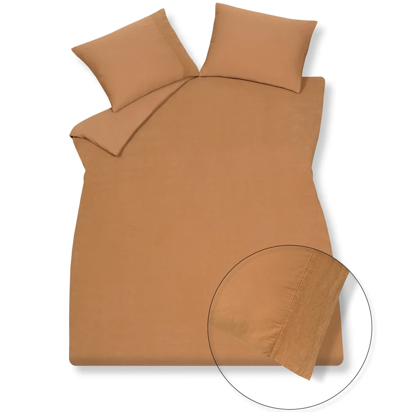 Shop Bath & Living Vandyck Duvet cover PURE 07 Cognac 200x220 cm (linen / satin cotton) PRSA17207