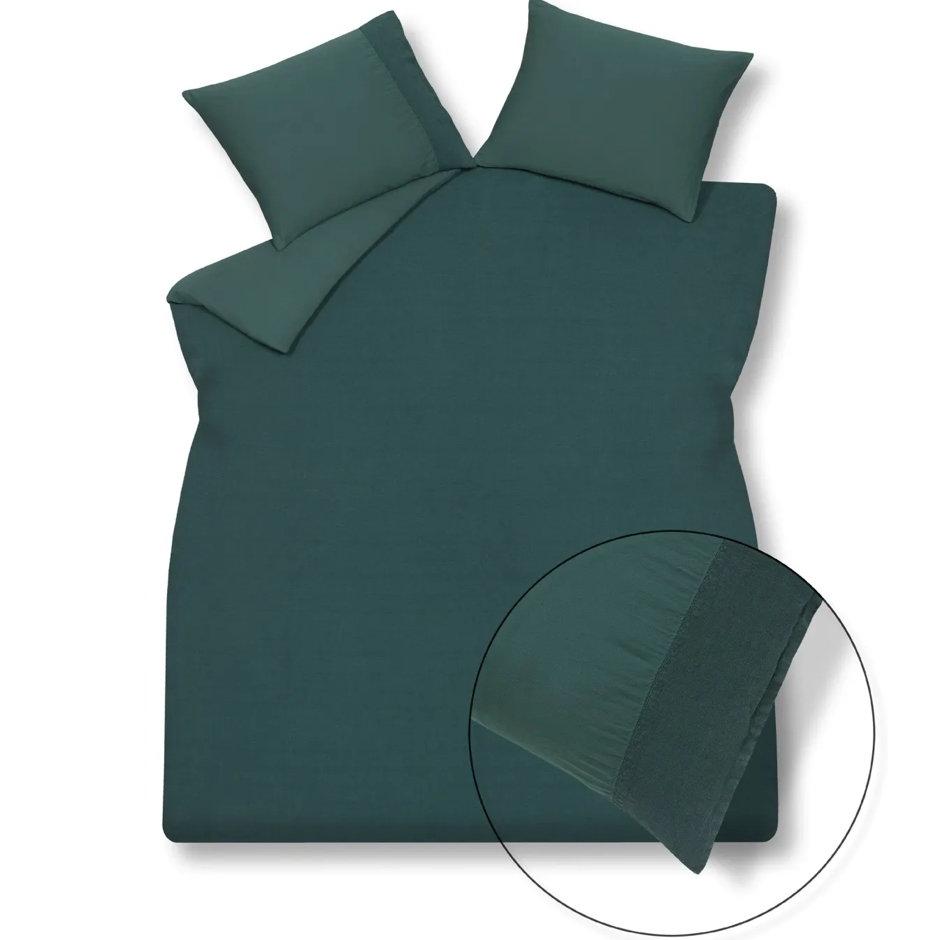 Clearance Bath & Living Vandyck Duvet cover PURE 07 Dark Green 240x220 cm (linen / satin cotton) PRSA17207