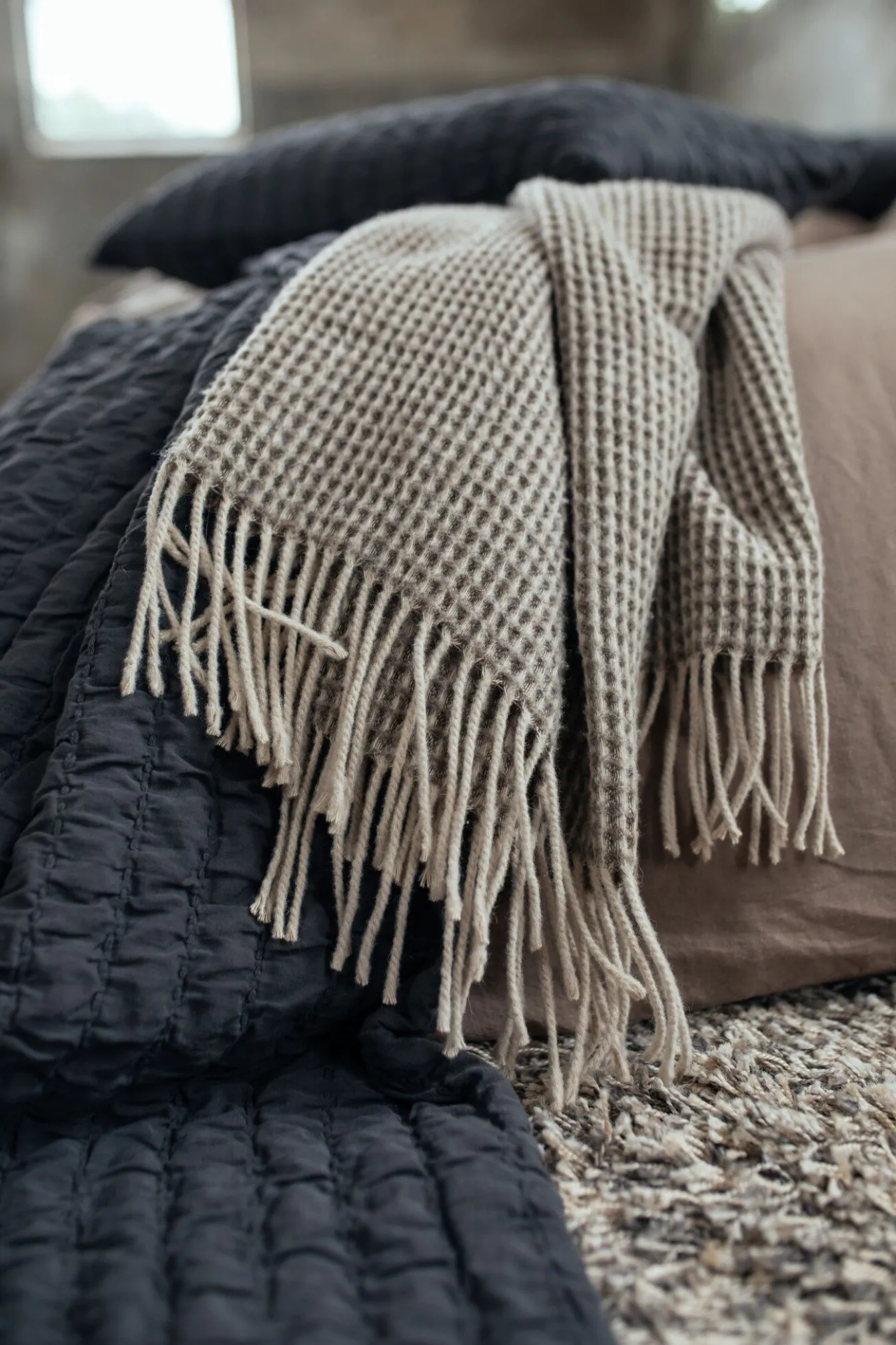 Clearance Bath & Living Vandyck Duvet cover PURE 66 Off Black 140x220 cm (hemp / cotton)