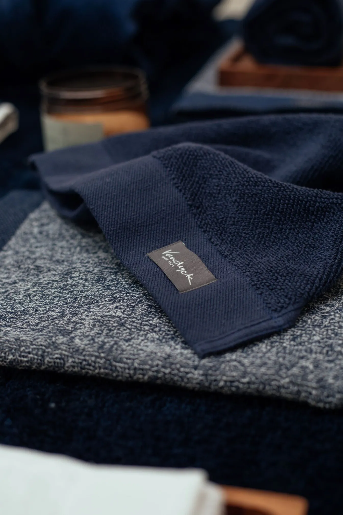 Outlet Bath & Living Vandyck Guest towel HOME Mouliné Blue Ink (BAKC18201) set/6 pieces BlueInk-199