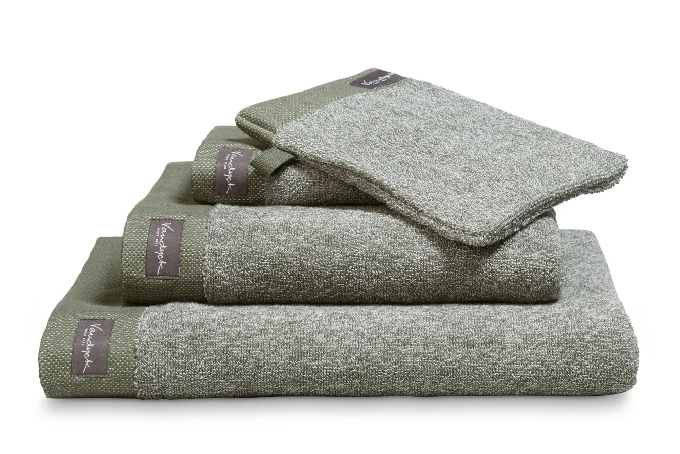 Online Bath & Living Vandyck Guest towel HOME Mouliné Olive (BAKC18201) set/6 pieces Olive-113