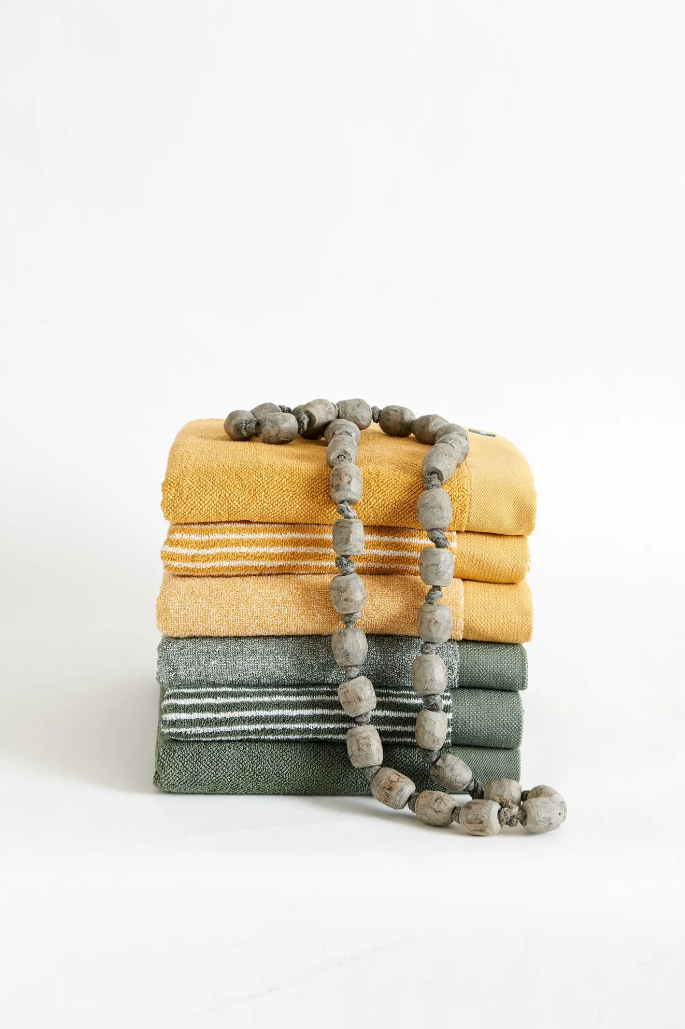 Online Bath & Living Vandyck Guest towel HOME Mouliné Olive (BAKC18201) set/6 pieces Olive-113