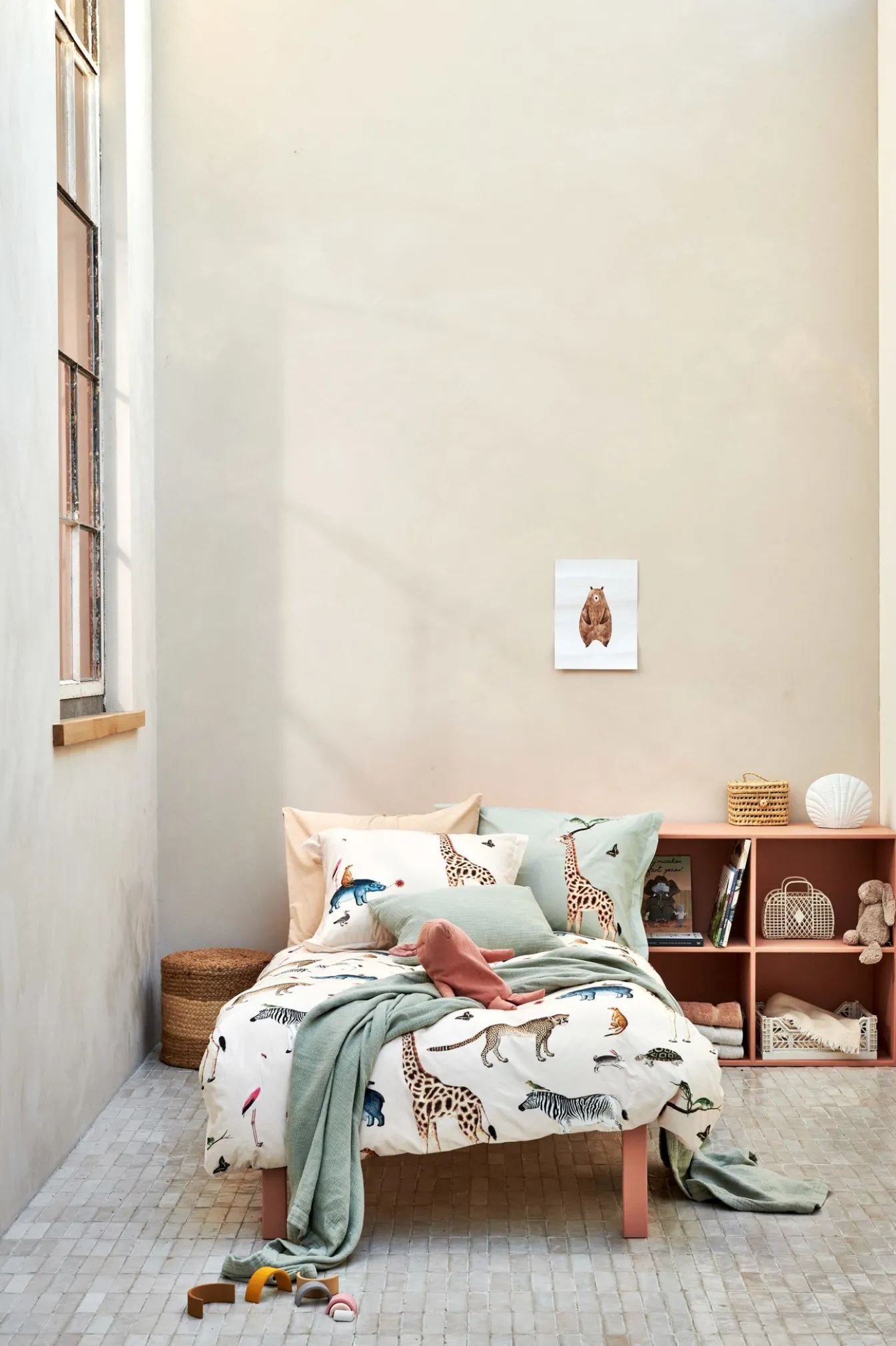 Best Bath & Living Vandyck Kids duvet cover WILD ANIMALS Cream tan 140x220 cm (KIBB23101)