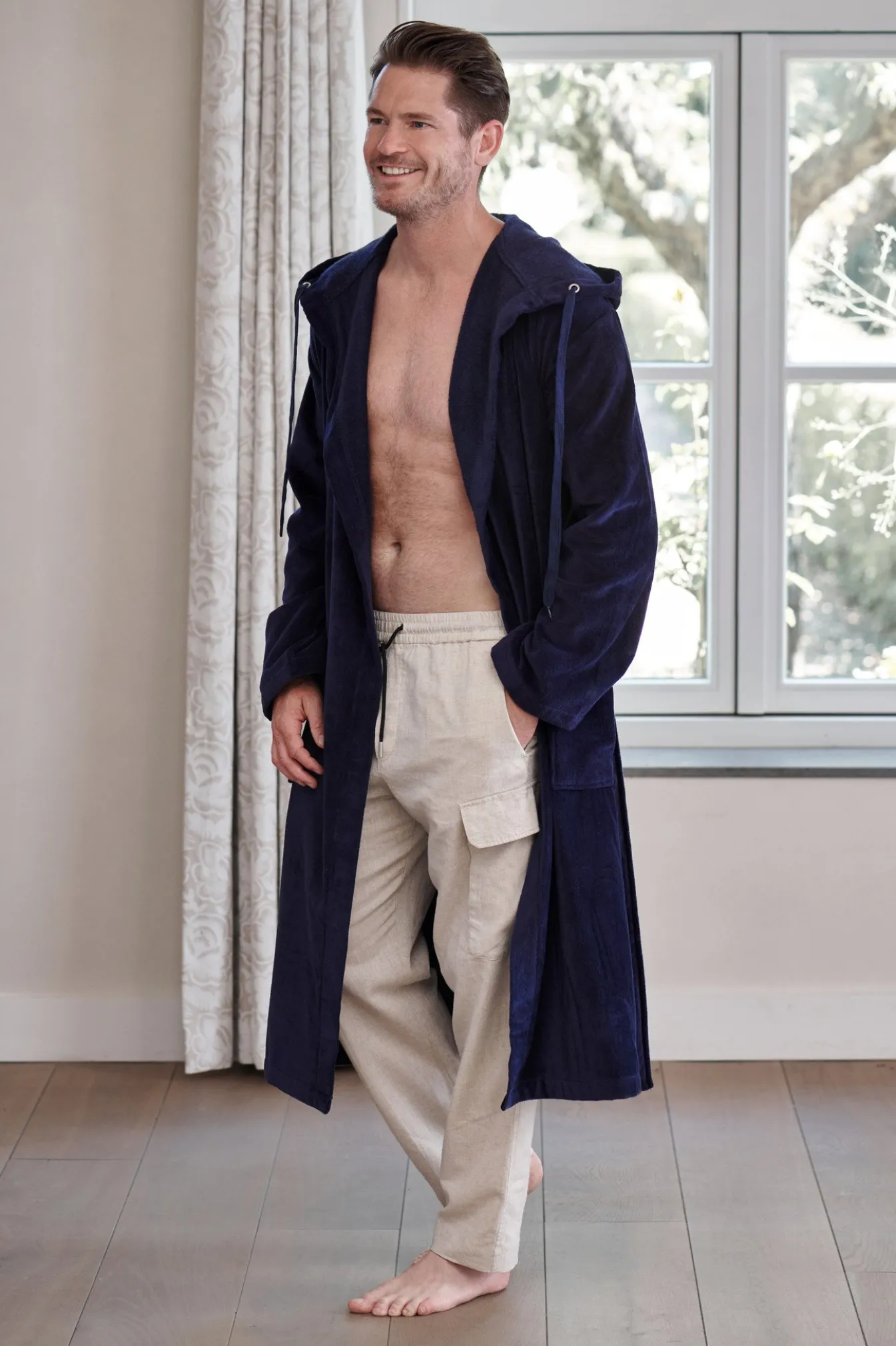 Hot Bath & Living Vandyck RIO bathrobe color Dark Navy-045 (BAGE16202)