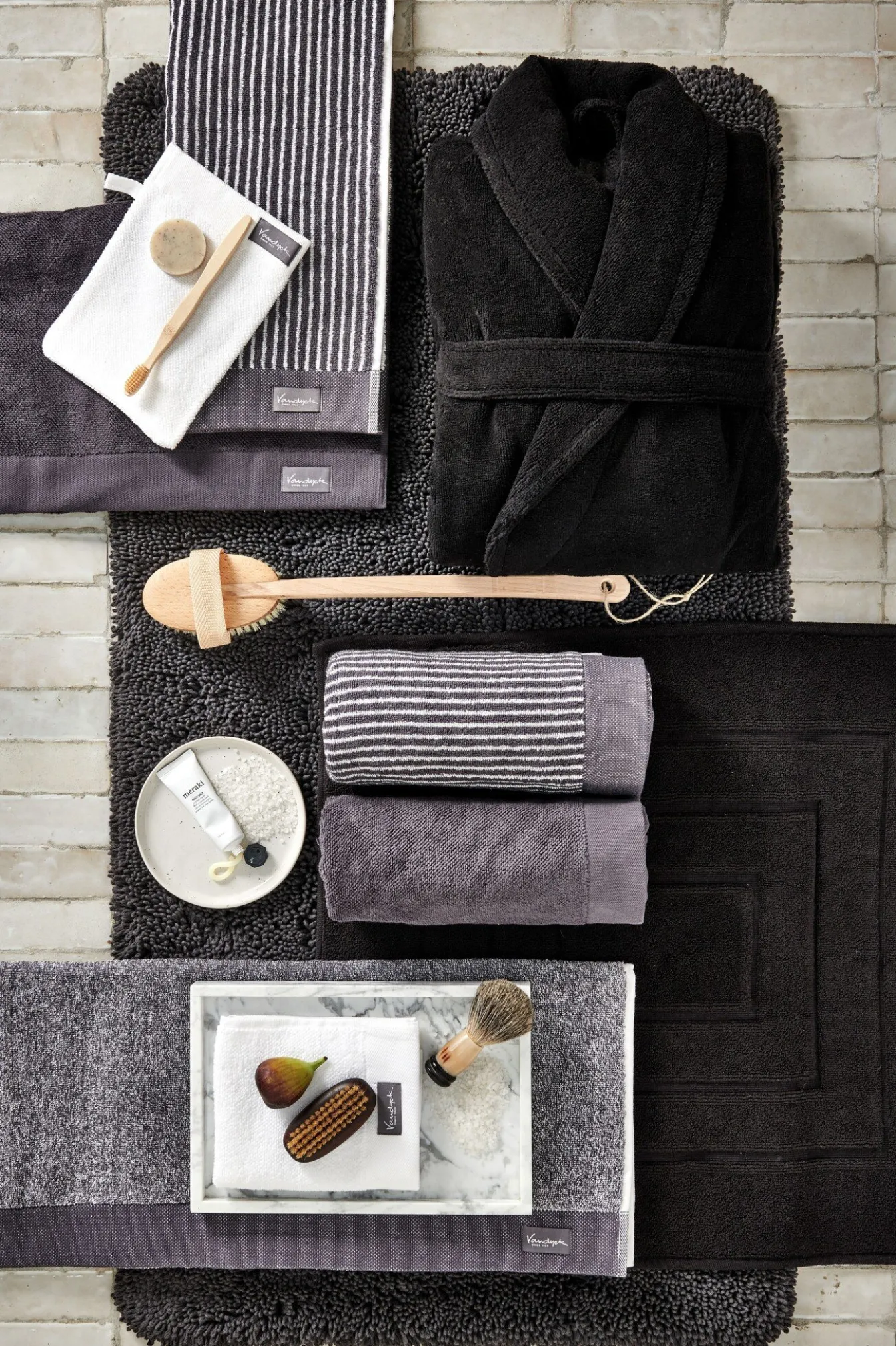 Shop Bath & Living Vandyck Towel HOME Mouliné Off Black-198 (BAKC18201)