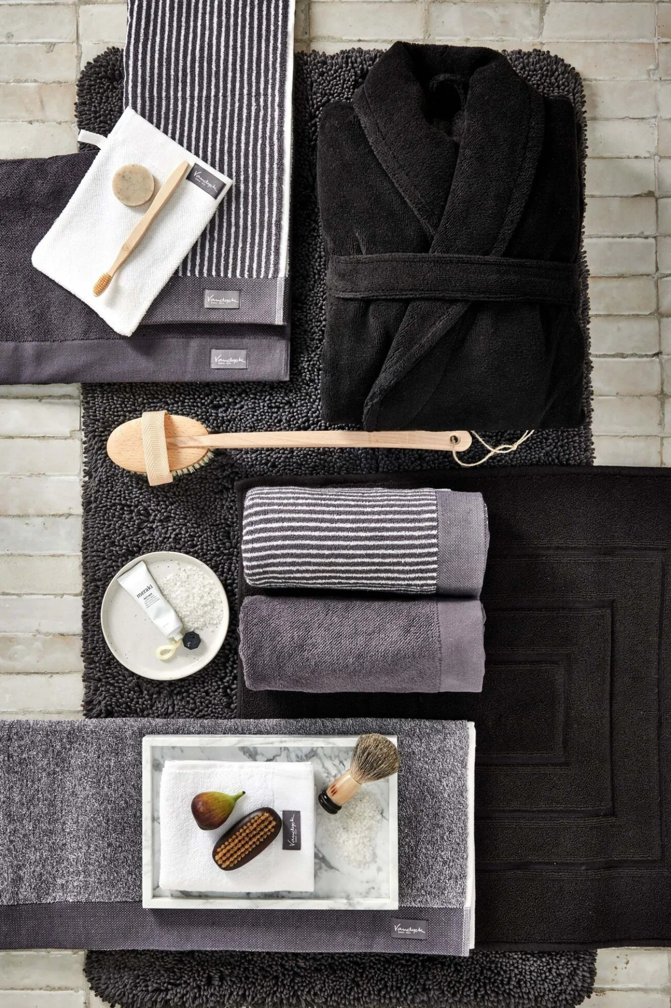 Sale Bath & Living Vandyck Towel 60x110 cm HOME collection Uni Off Black (BAKC13202) set/3 pieces OffBlack-198