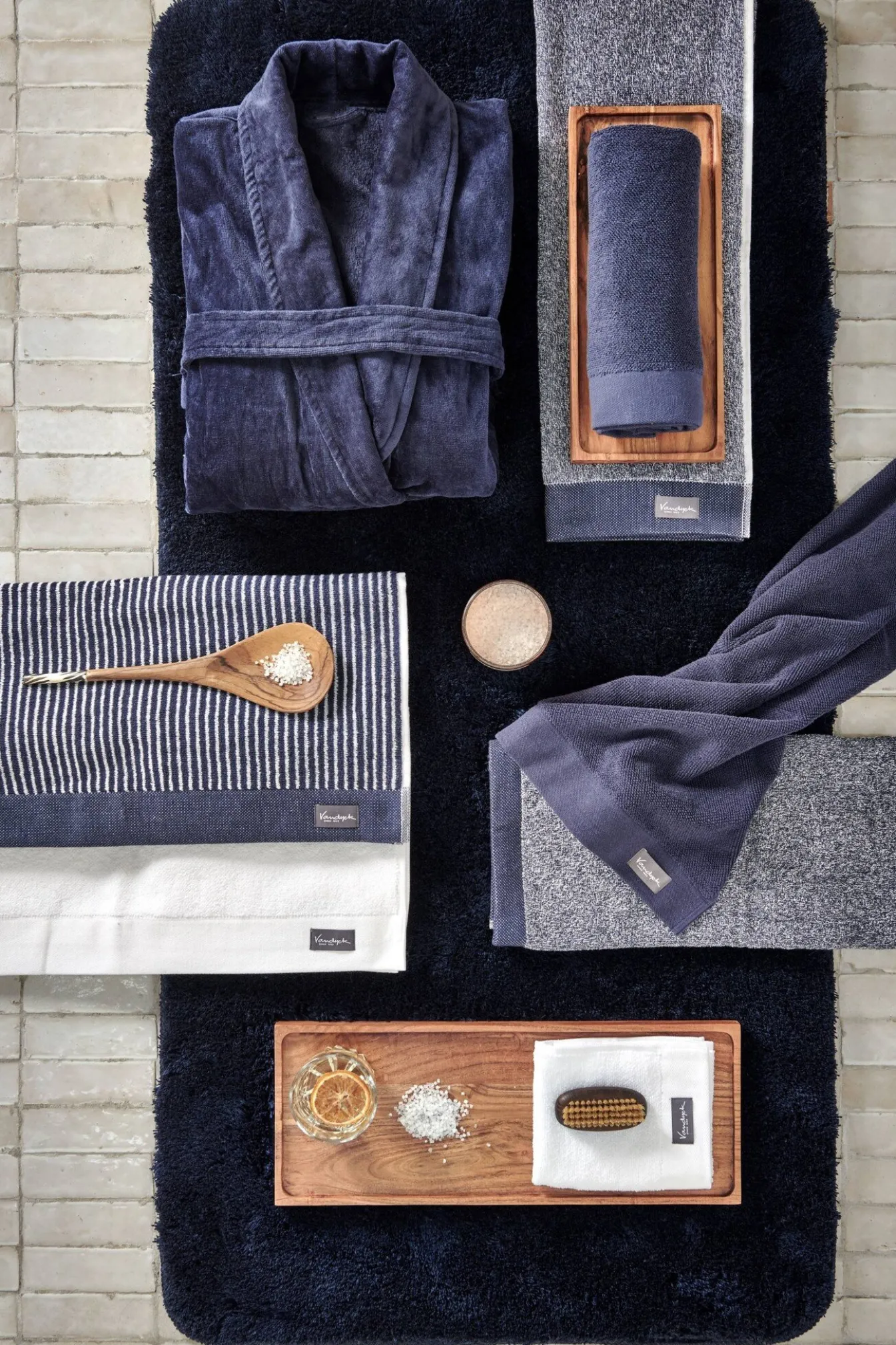 Sale Bath & Living Vandyck Towel 60x110 cm HOME Petit Ligne Blue Ink (BAKC15101) set/3 pieces BlueInk-199