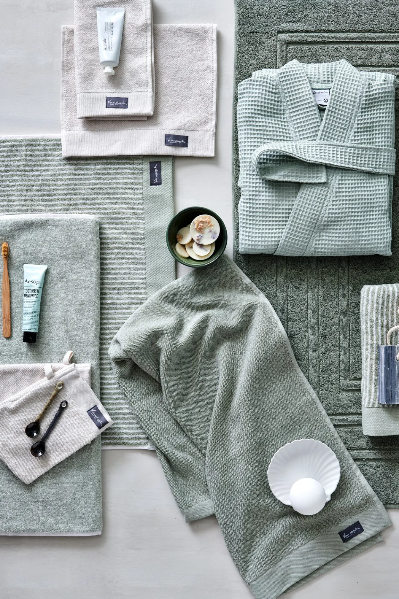 Sale Bath & Living Vandyck Towel 60x110 cm HOME Petit Ligne Smoke Green (BAKC15101) set/3 pieces SmokeGreen-814