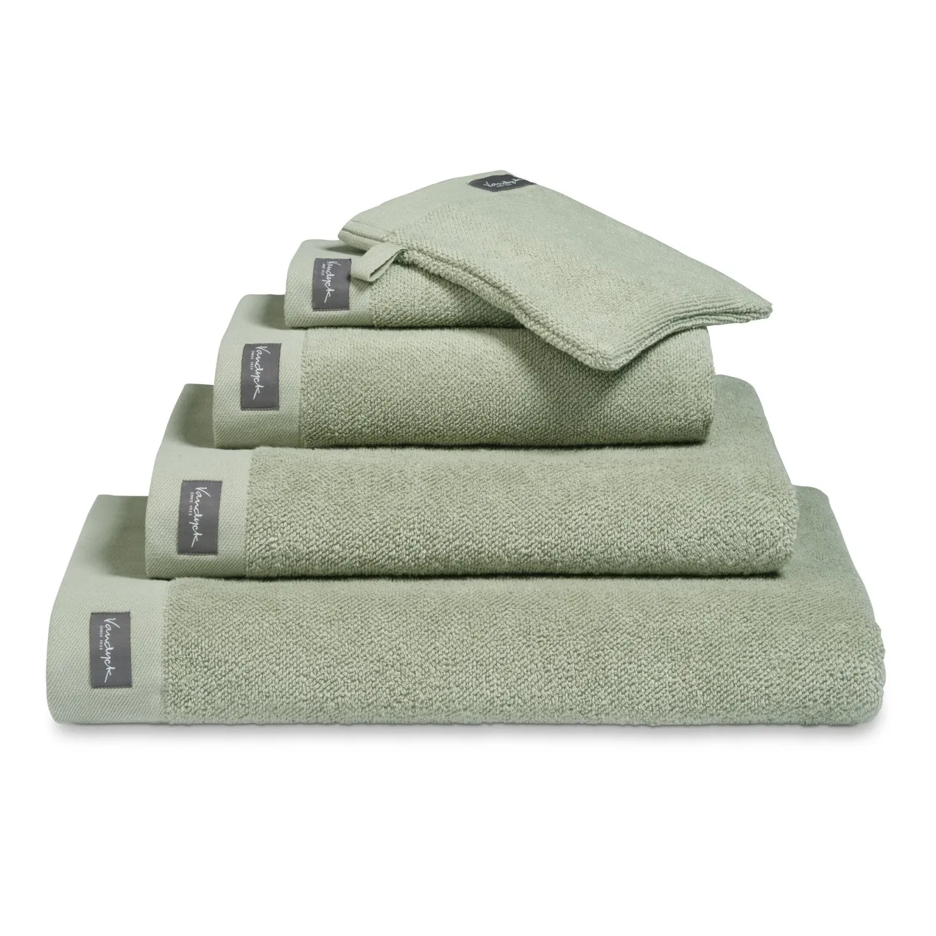 Outlet Bath & Living Vandyck Washcloth HOME collection Uni Smoke Green (BAKC13202) set/6 pieces SmokeGreen-814