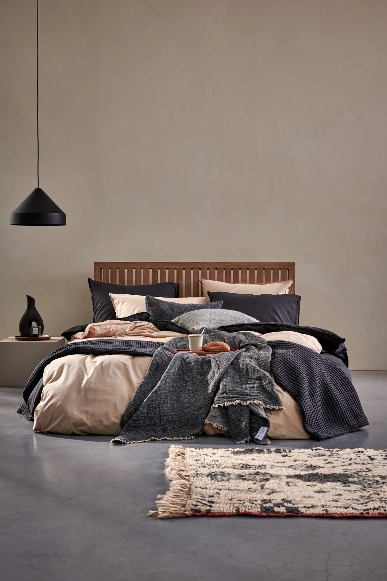 Best Bath & Living Vandyck WASHED COTTON duvet cover 240x220 cm, Off Black (cotton)