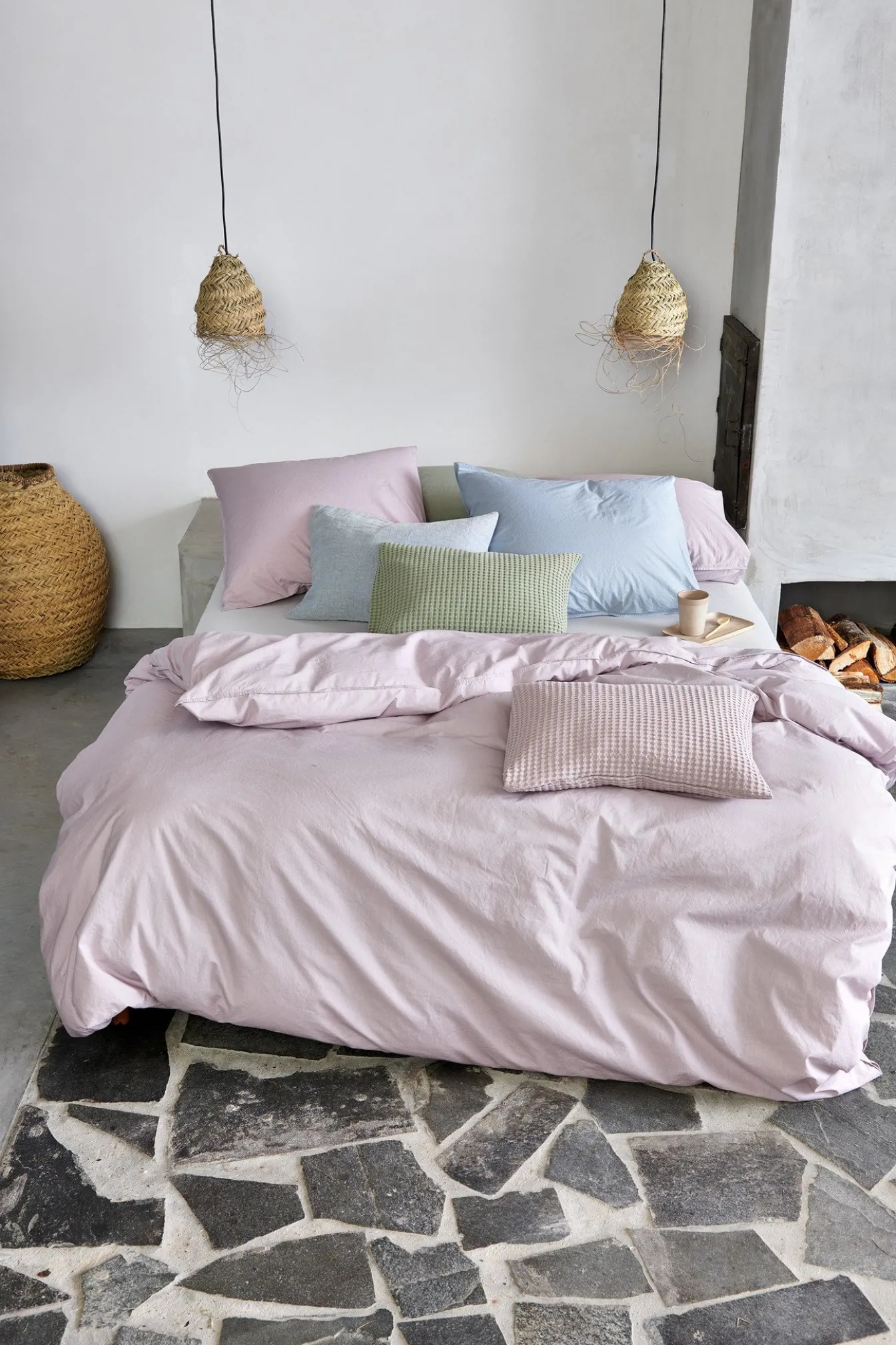 Best Sale Bath & Living Vandyck WASHED COTTON duvet cover 240x220 cm Pearl Blue (cotton) CLLA20201