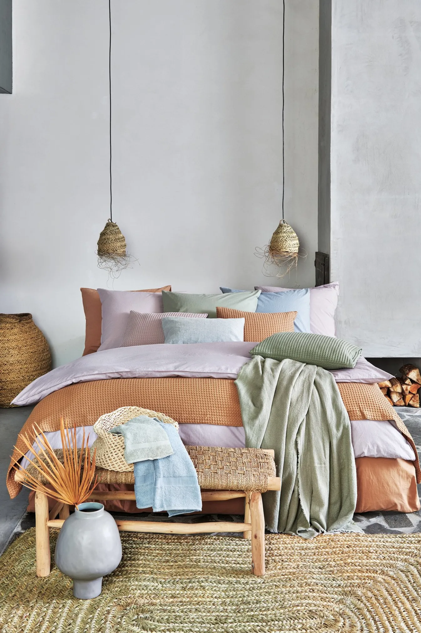 Best Sale Bath & Living Vandyck WASHED COTTON duvet cover 240x220 cm Pearl Blue (cotton) CLLA20201